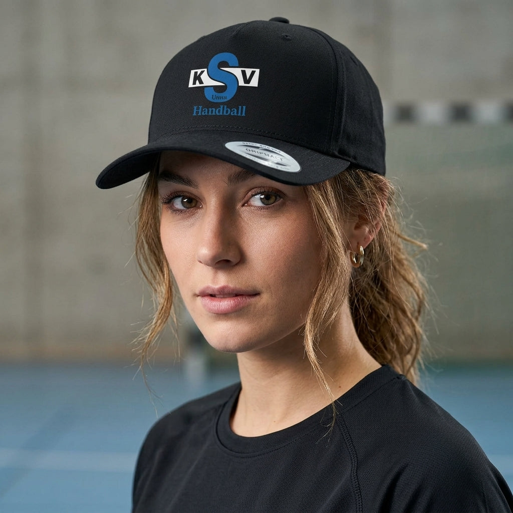 Basecap 5 Panel All Black Wappen