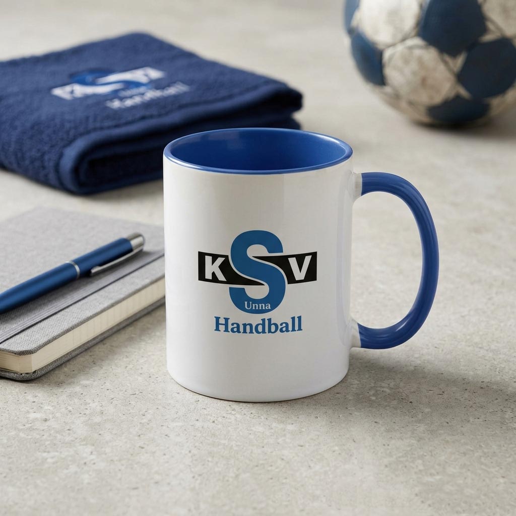 Tasse Logo Weiss Blau